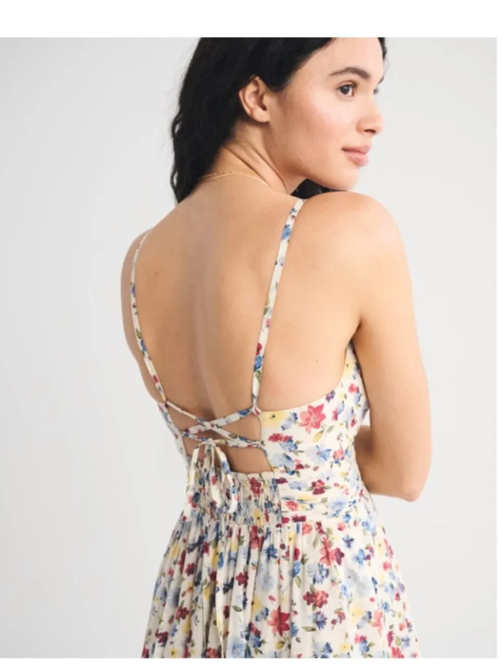 Abercrombie and Fitch Bra-Free Tie-Back Flowy V-Neck Maxi Dress Size Large NWT
